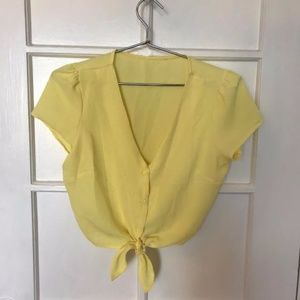 Vintage Italian Tie Waist Crop Top Blouse